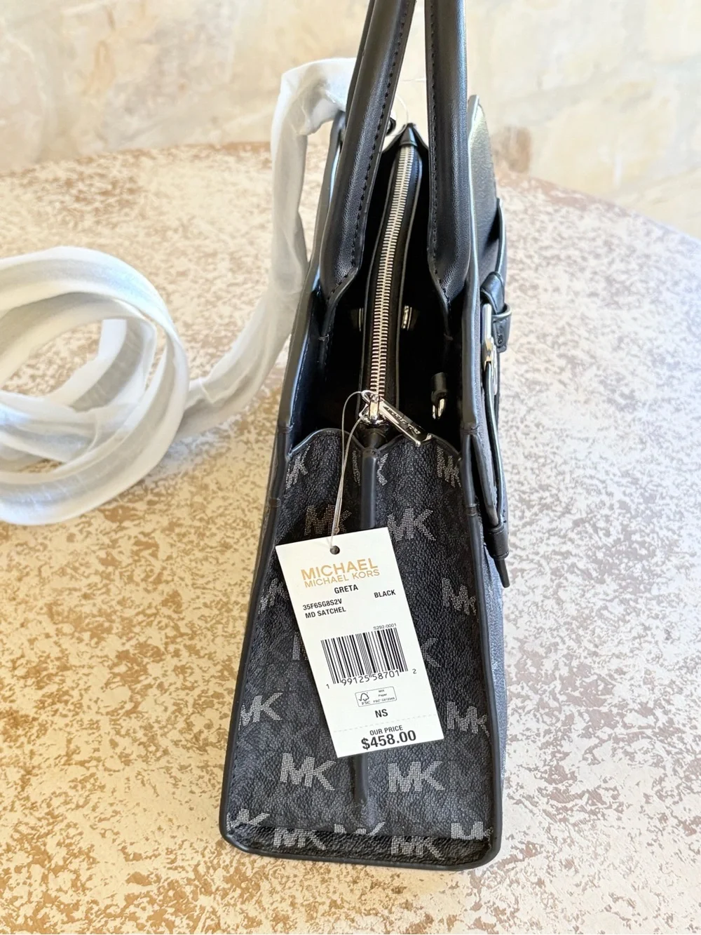 Michael Kors Black MK Logo Top-Handle Satchel